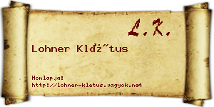 Lohner Klétus névjegykártya